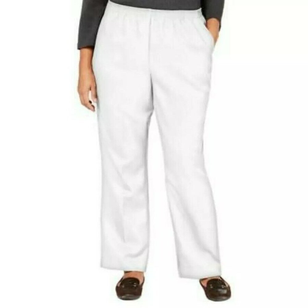 Karen Scott women plus size 3X‎ white comfort waist classic pants pull on